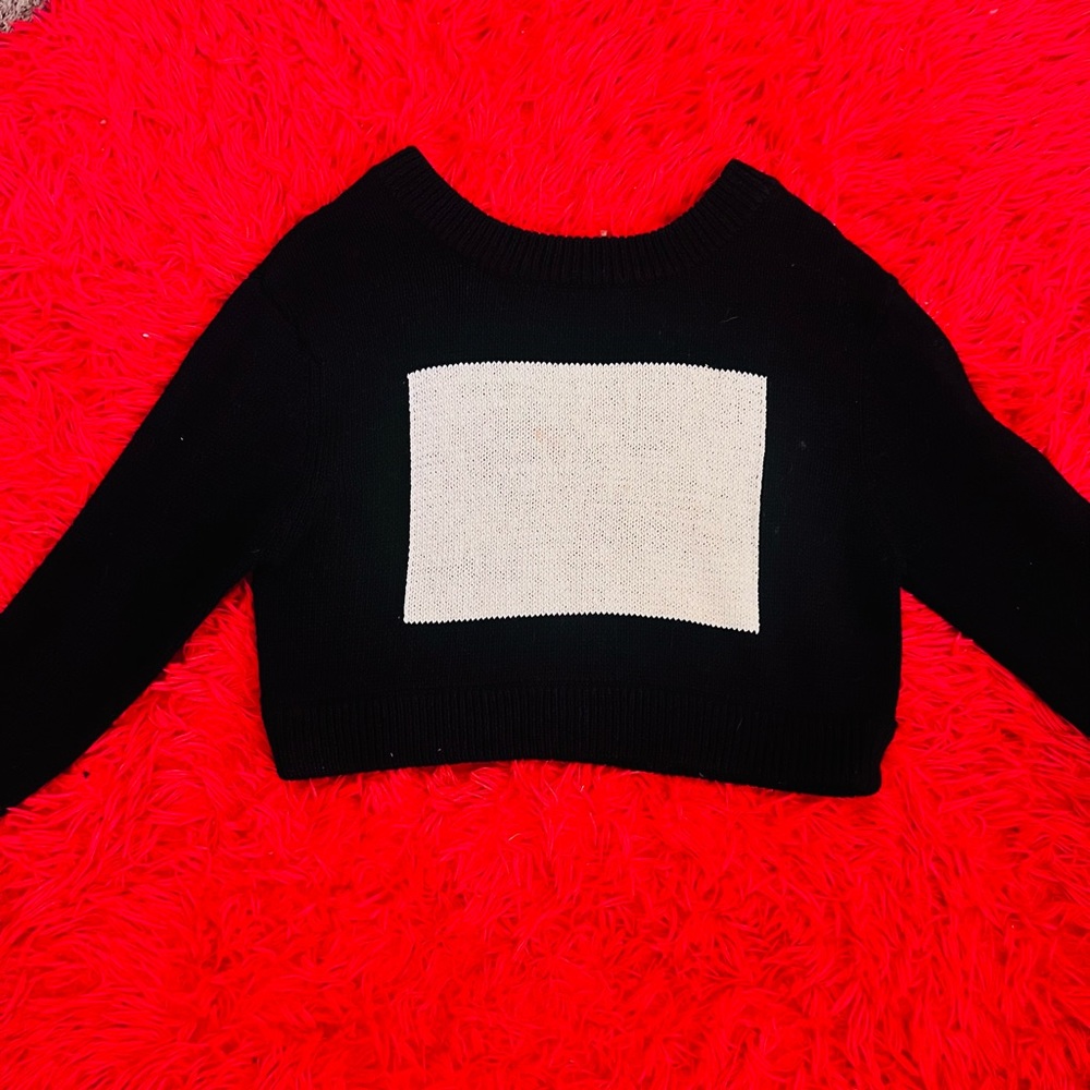 Local SF Artist slouchy 1/2 sweater black and white knit Kathryn McCarron